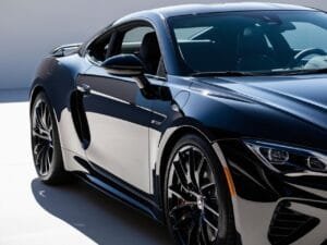 Professional ceramic coating application on vehicle paint